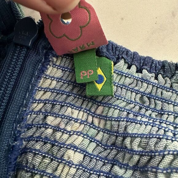 Farm Rio Womens Jumpsuit Size PP Petite Blue Tropical Floral Wide Leg Bananas - Picture 7 of 11